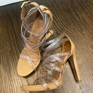 designer nude strappy sandals